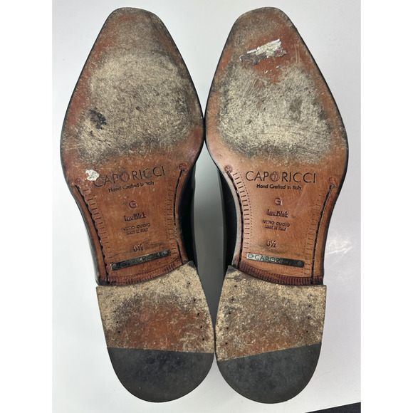 Caporicci Made in Italy Black Leather Cap-Toe Slip-On Dress Shoes Men’s 8.5 G - Picture 15 of 16
